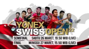 LIVE di iNews! Semifinal Swiss Open 2022, Saksikan Perjuangan 5 Wakil Terbaik Indonesia