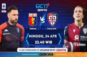 Live Streaming RCTI+, Genoa vs Cagliari: Misi Keluar Zona Degradasi
