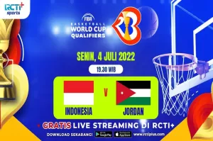Link Live Streaming RCTI+ Kualifikasi FIBA World Cup 2023, Timnas Basket Indonesia vs Yordania