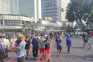 Cacar Monyet Masuk Jakarta, Warga Tetap Bersemangat CFD di Bundaran HI