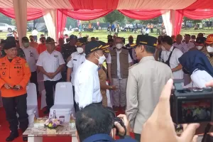Pj Gubernur DKI Heru Hadiri Apel Siaga Bencana di Buperta Cibubur