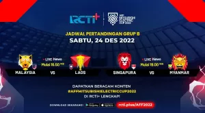 LIVE di RCTI+! Singapura vs Myanmar dan Malaysia vs Laos di AFF Mitsubishi Electric Cup 2022