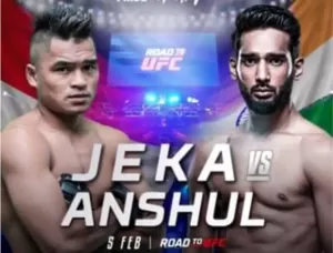 Tegang! Momen Face-off Petarung Indonesia Jeka Saragih vs Anshul Jubi di Road to UFC