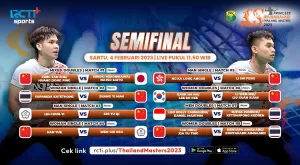 Link Live Streaming Semifinal Thailand Masters, Sabtu (4/2/2023): Gratis di RCTI Plus!
