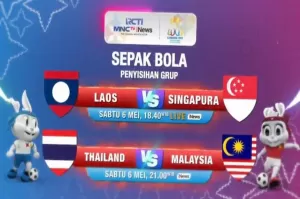LIVE di iNews! Hari ini, Thailand vs Malaysia dan Laos vs Singapura dalam Laga Penyisihan Grup B Sepak Bola SEA Games 2023
