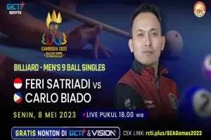 Link Live Streaming Biliar Mens 9 Ball Singles SEA Games 2023: Feri Satriadi vs Carlo Biado: Gratis di RCTI Plus!