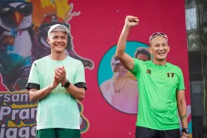 Ganjar Pranowo dan Sandiaga Uno Kompak Pakai Kaus Hijau saat Berolahraga Lari, Ini Maknanya