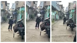 Viral Bocah Gunakan Helm Mirip Kamera, Warganet: CCTV Berjalan