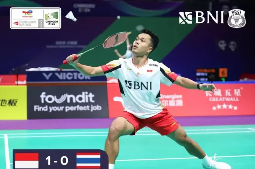 Hasil Piala Thomas 2024: Anthony Ginting Buka Keunggulan, Indonesia vs Thailand 1-0