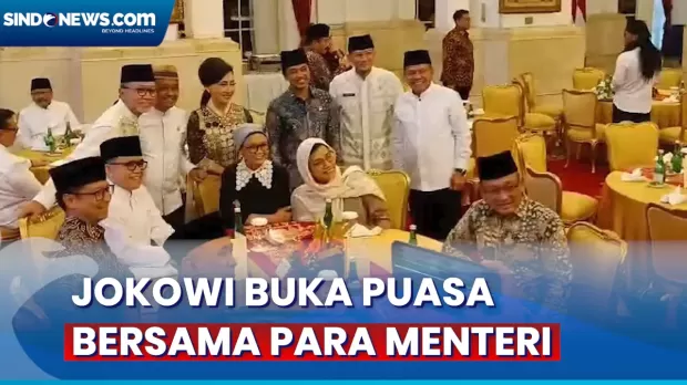 Buka Puasa Bersama Para Menteri di Istana, Jokowi Duduk Semeja dengan Prabowo