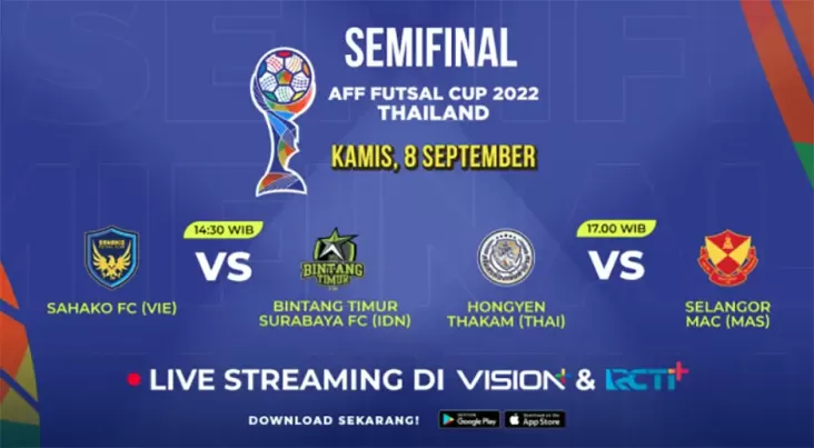 Link Live Streaming AFF Futsal Cup di RCTI Plus, Kamis (8/9/2022)