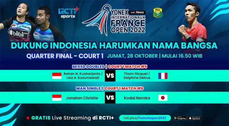 Link Live Streaming Perempat Final French Open 2022 di RCTI Plus