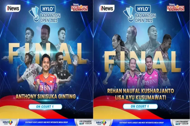 LIVE di iNews: Dukung Anthony Ginting dan Rehan/Lisa di Final Hylo Open 2022