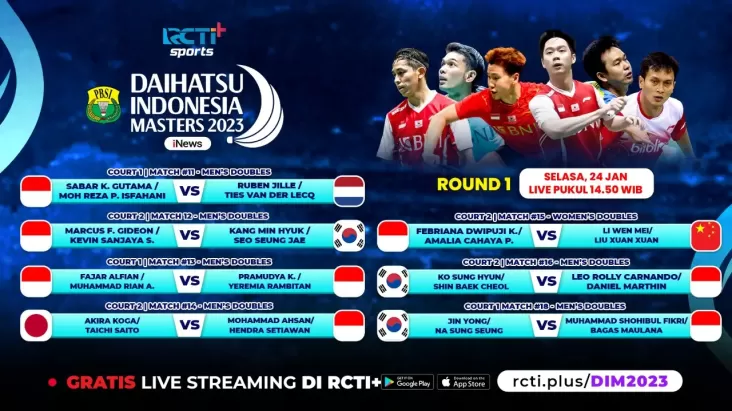 Link Live Streaming Indonesia Masters, Selasa (24/1/2023): Gratis di RCTI Plus!