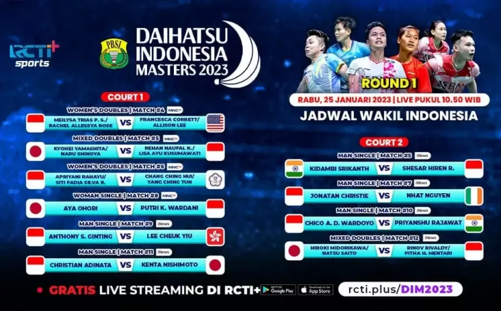 Link Live Streaming Indonesia Masters 2023: Gratis di RCTI Plus!