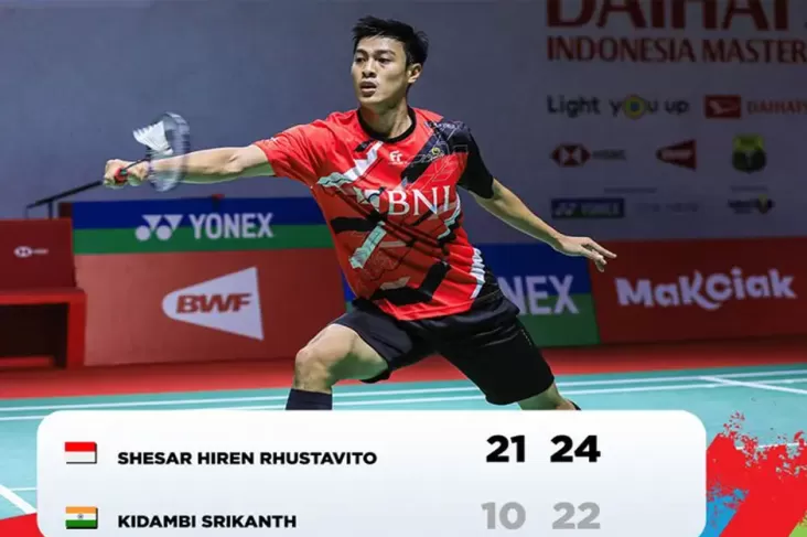 Hasil Indonesia Masters 2023: Comeback Dramatis, Shehar Hiren Tumbangkan Kidambi Srikanth