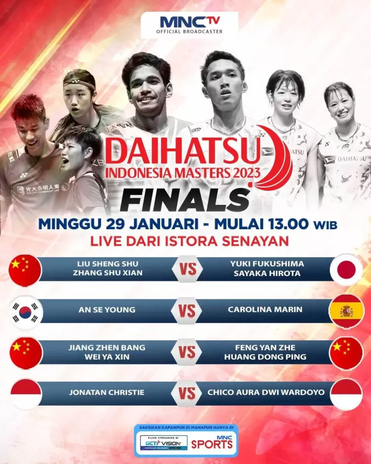 Live di MNCTV! Saksikan All Indonesian Final Daihatsu Indonesia Masters 2023, Jonatan Christie vs Chico Aura Dwi Wardoyo